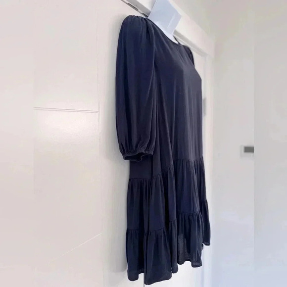 Dress Forum/ Navy blue midi dress/ Balloon sleeves/ Drop waist/Tiered/ Size US S - Picture 5 of 16